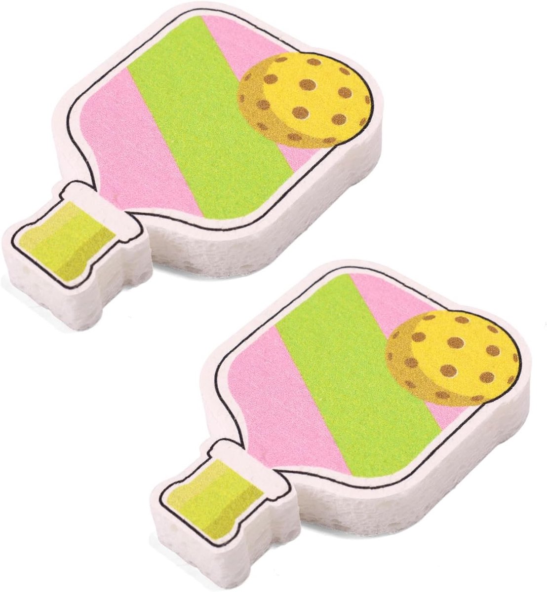 2 Stuks Herbruikbare Keukensponzen van Geperst Hout voor Afwassen, Leuk Keukenaccessoire en Cadeau voor Pickleball Fans, Ideaal voor Huishouden en Auto