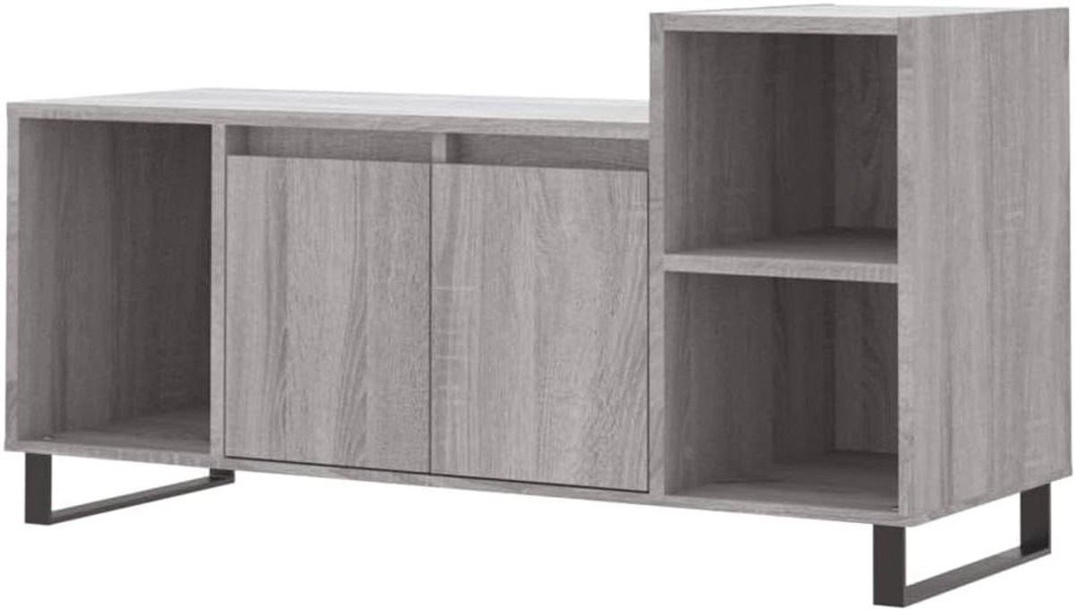 Tv-meubel - Tv-standaard Kast - Woonkamer Inrichting - 5 Vakken Opbergruimte - 100x35x55 cm - Grijs Sonoma