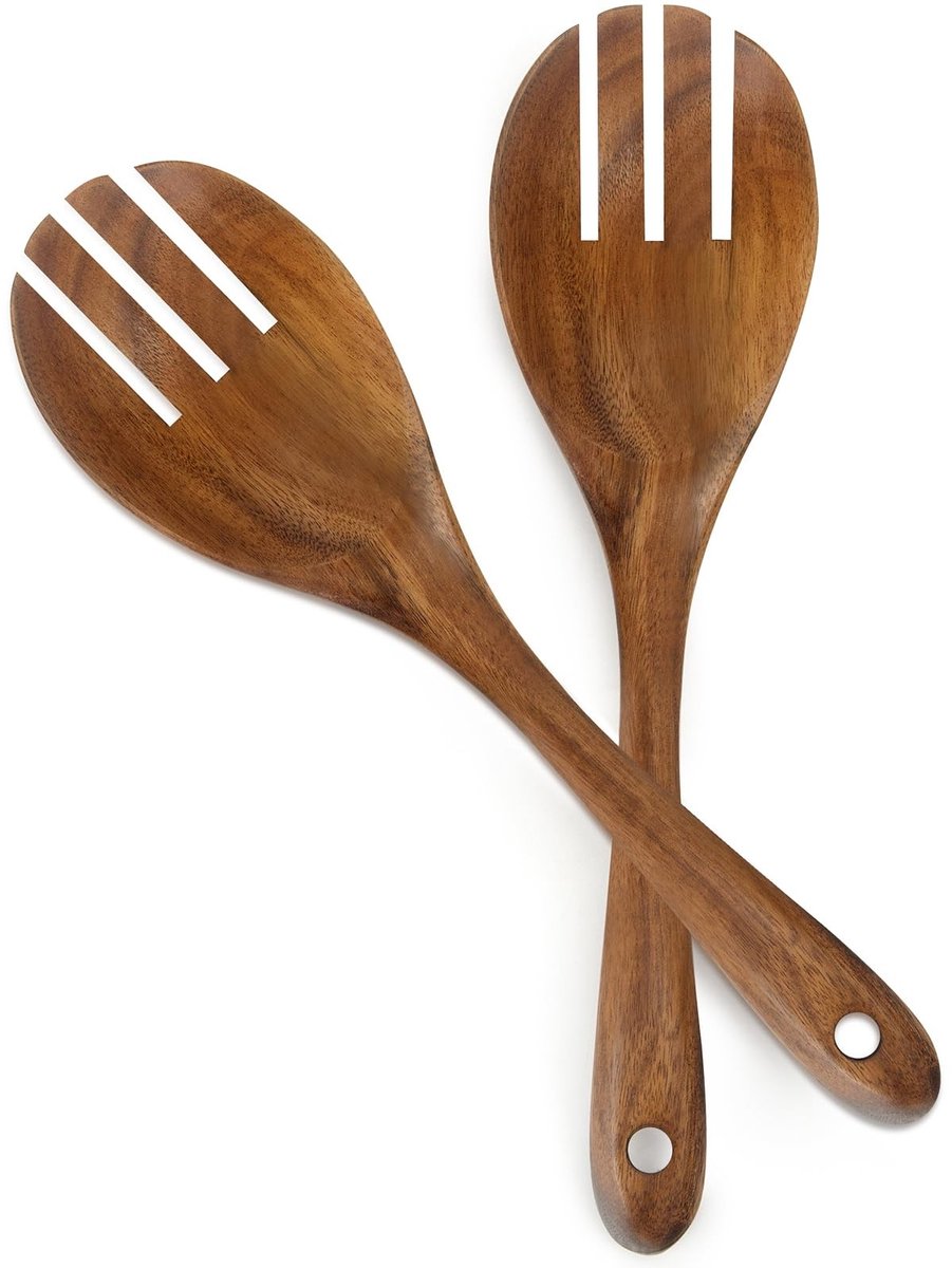 Omgoods - Set van 2 Teakhouten Saladegabels 26 cm