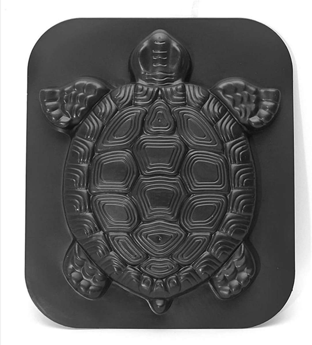 Betonnen Tuinvorm - Padvorm Schildpad - Tuinpad Aanleggen - Herbruikbaar Plastic - 40 x 34 x 3.8 cm - Zwart