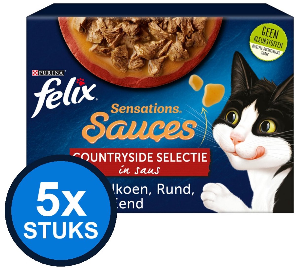 5x Felix - Sensations Countryside Selectie in Saus - Kattenvoer - 12x85g