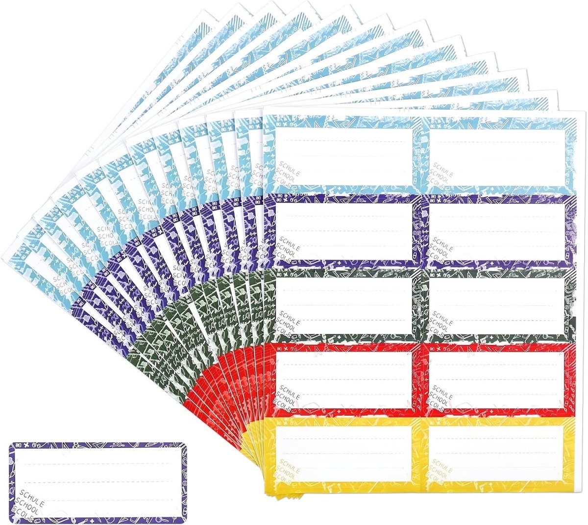 120 Zelfklevende Labels voor Schoolboeken, Kleurige Stickers voor Schoolbenodigdheden en Organisatie