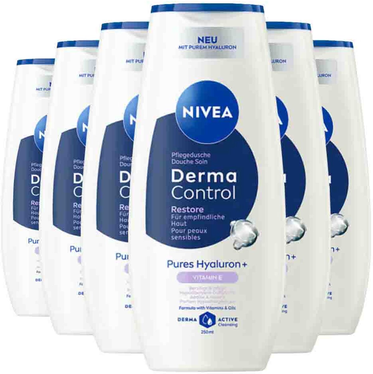 NIVEA Douchegel Derma Control - 6 x 250 ml - Voordeelverpakking