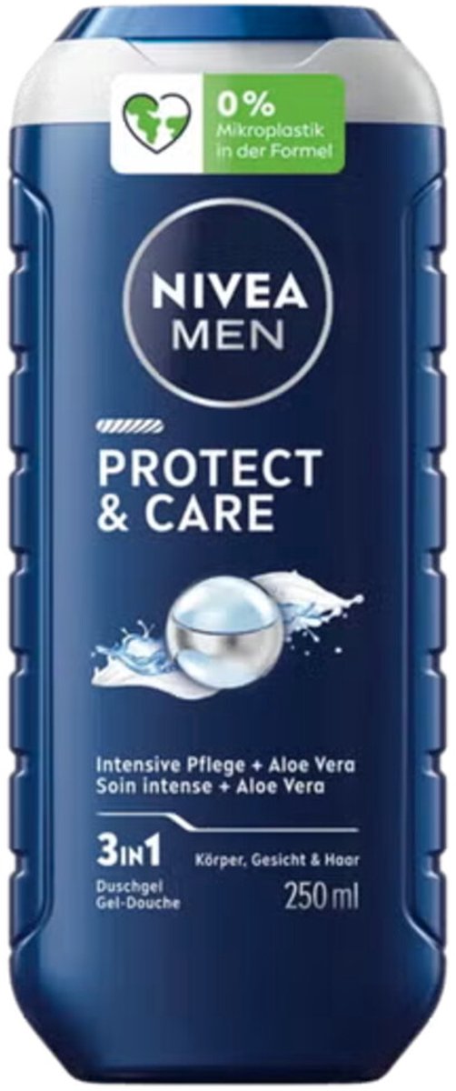 NIVEA Men Shampoo & Douchegel 3in1 Protect & Care - 3 x 250 ml - Voordeelverpakking