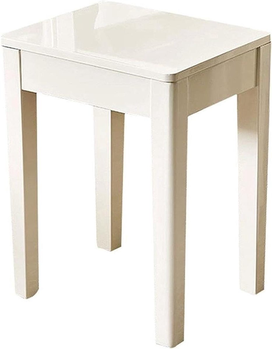 Houten Kruk - Voetenbankje Bijzettafel - Extra Zitplek - Massief Houten Frame - 33x43x27 cm - Houtkleur