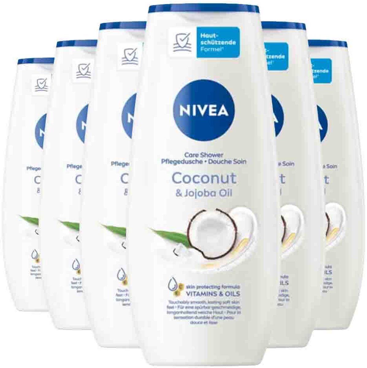 NIVEA Douchegel Coconut & Jojoba Oil - 6 x 250 ml - Voordeelverpakking