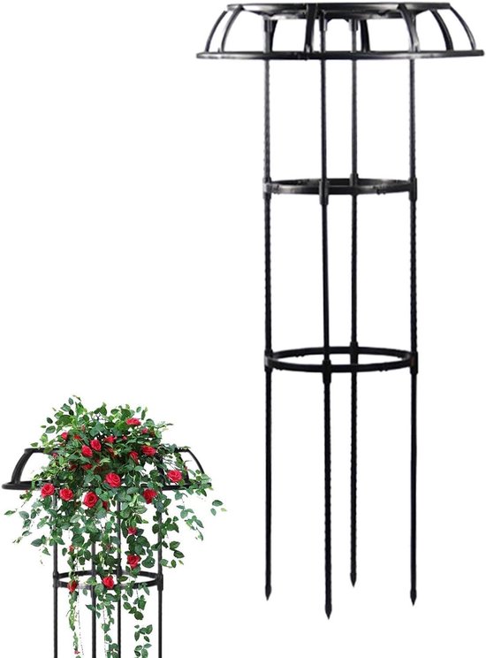 Plantenrek Staal - Klimplantsteun Tuin - Planten Ondersteunen - Parasolvormig Ontwerp - 105 cm Hoog - Zwart
