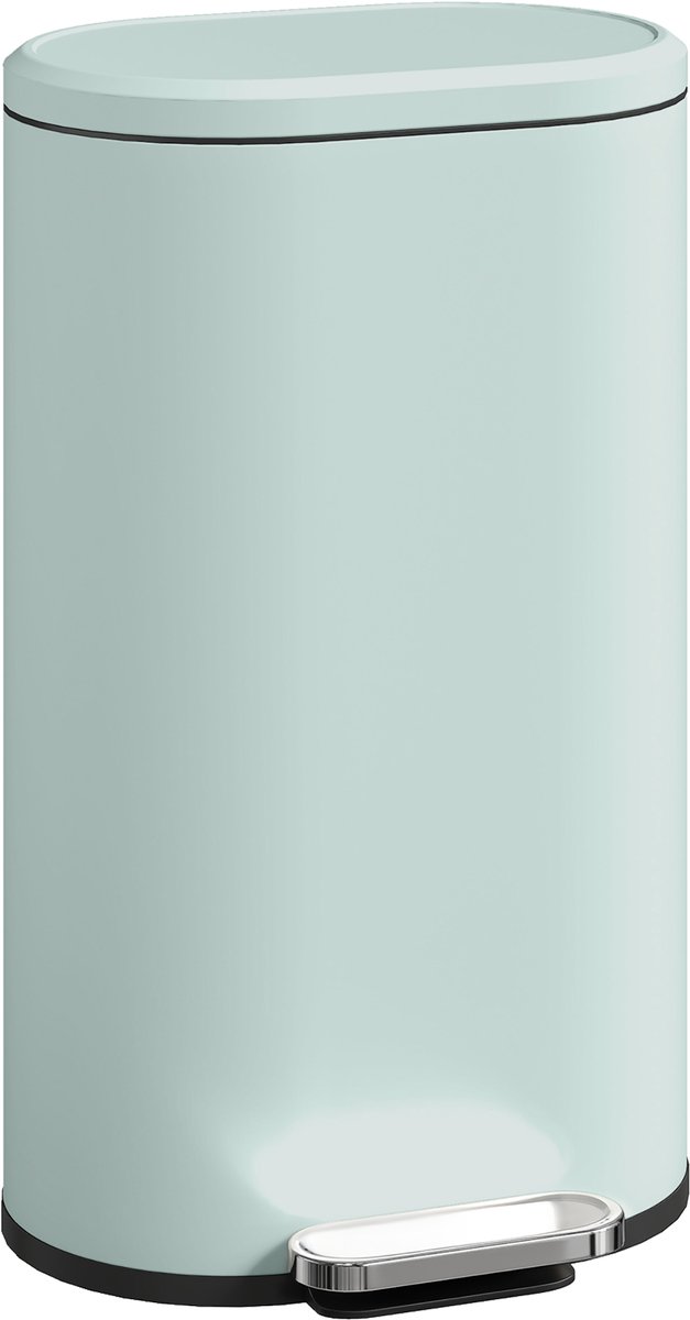 Keukenafvalbak - 30 liter - pedaalemmer met soft - close deksel - metalen pedaal - groen - 36 - 5 x 31 x 61 cm
