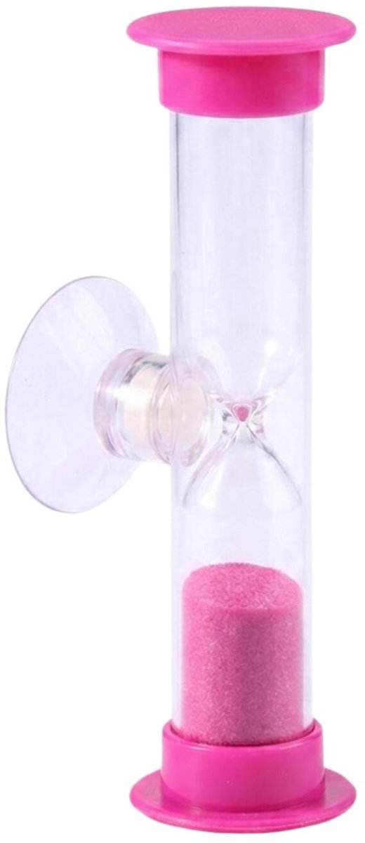 Bellatio Design Zandloper - douche / badkamer timer - zuignap - 5 minuten - roze