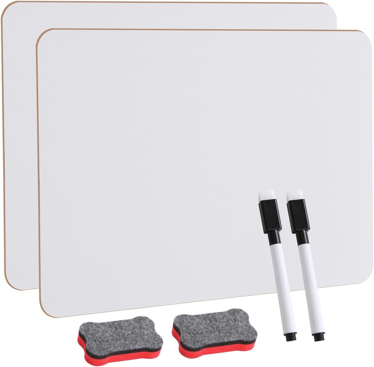 Magnetisch schrijfbord - Wit - 20,8 x 29,9 cm - Dubbelzijdig mini whiteboard met accessoires - Voor leerlingen en kantoor