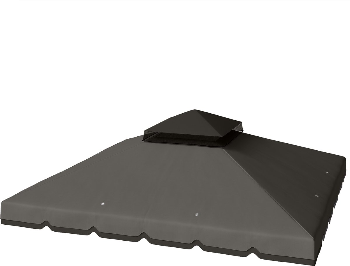 Vervangend dak voor een tuinpaviljoen van 3x3 meter - waterafstotend - dubbel dak met afwateringsgaten - lichtgrijs