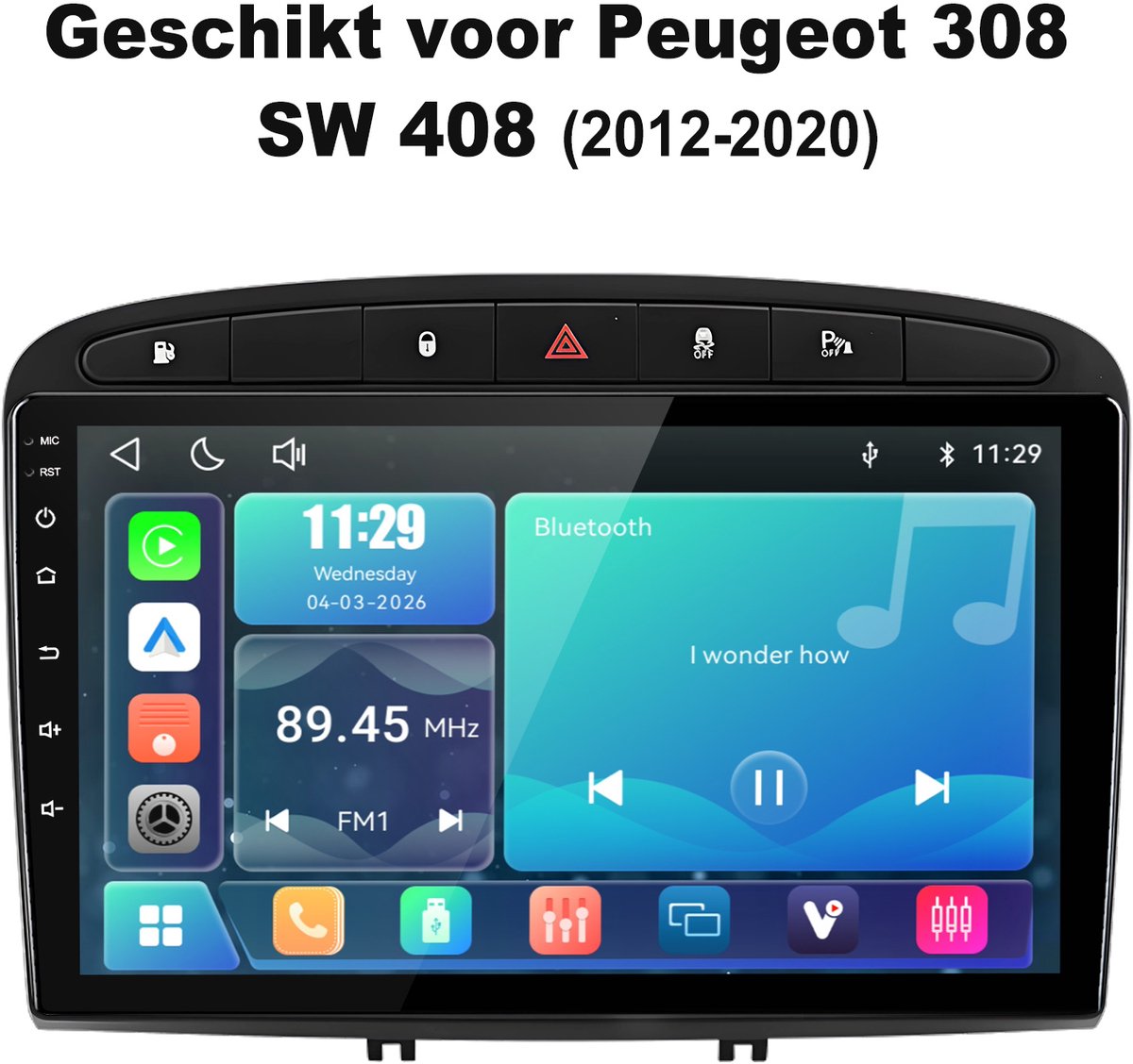Cestovet autoradio - Geschikt voor Peugeot 308 SW Peugeot 408 (2012 -2020) - Draadloos CarPlay, Android Auto