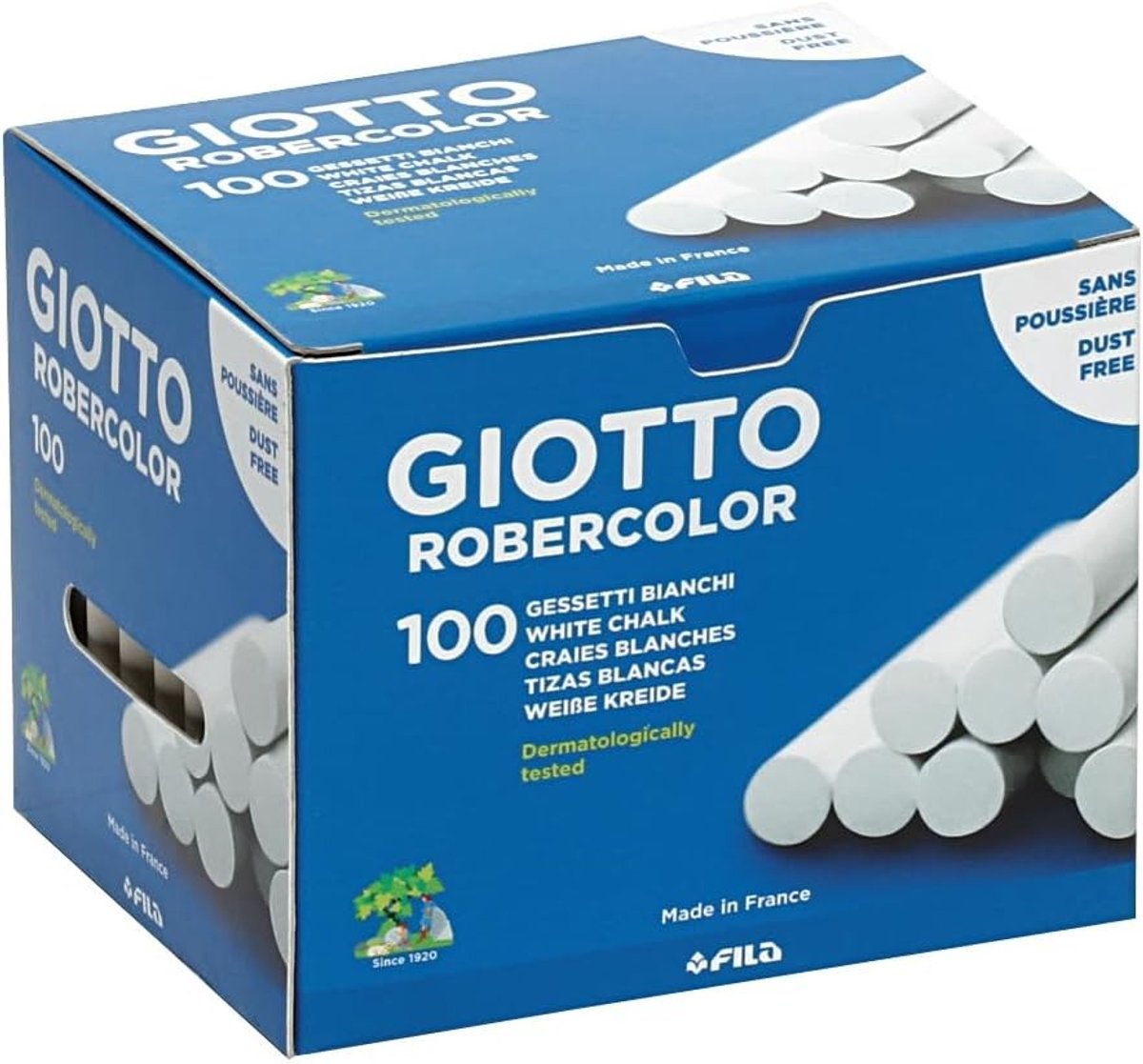 Hexagon krijt - Wit - Kartonnen doos met 100 stuks - Stofvrij krijt voor scholen en creatief gebruik