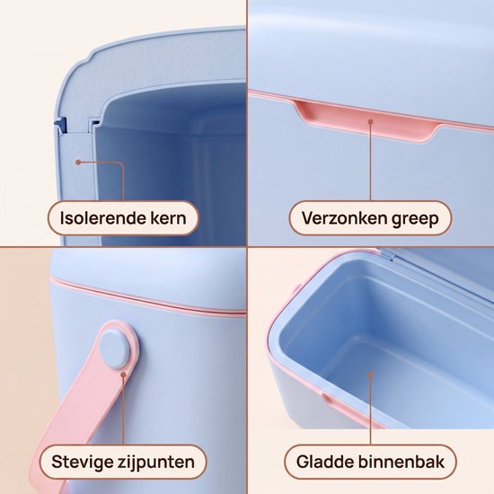 Cheqo® Koelbox - Passieve Koelbox Zonder Stroom - Draagbare Koelbox - Kleine Koelbox met Schouderband - Koeltas voor Camping en Strand - Picknick Koelbox voor Festival en Auto - Lunchbox Koeler - Isolatiebox - Koelbox Blauw - Frigobox van Cheqo — afbeelding 5