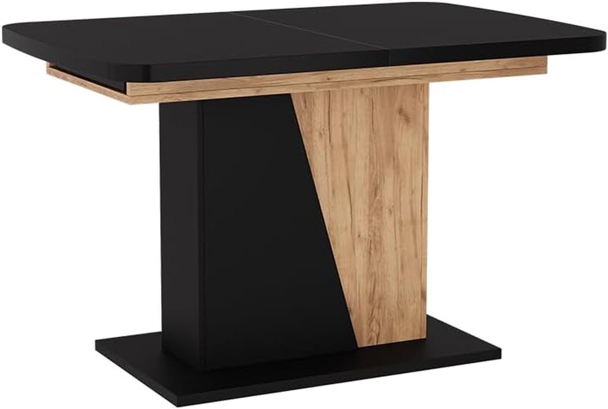 Eettafel Uitschuifbaar - Keukentafel Eetkamer - Gezellig Dineren - Modern Design - 120/160 x 80 cm - Zwart Eiken