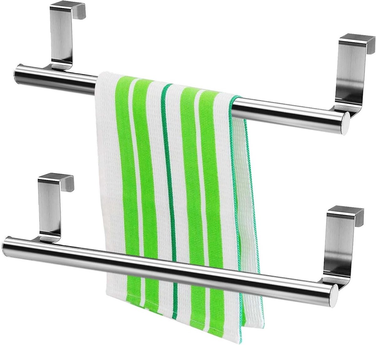 Handdoekhouder - RVS - 23,6 cm - Zonder Boren met Antislip Bescherming - Voor Keuken en Badkamer