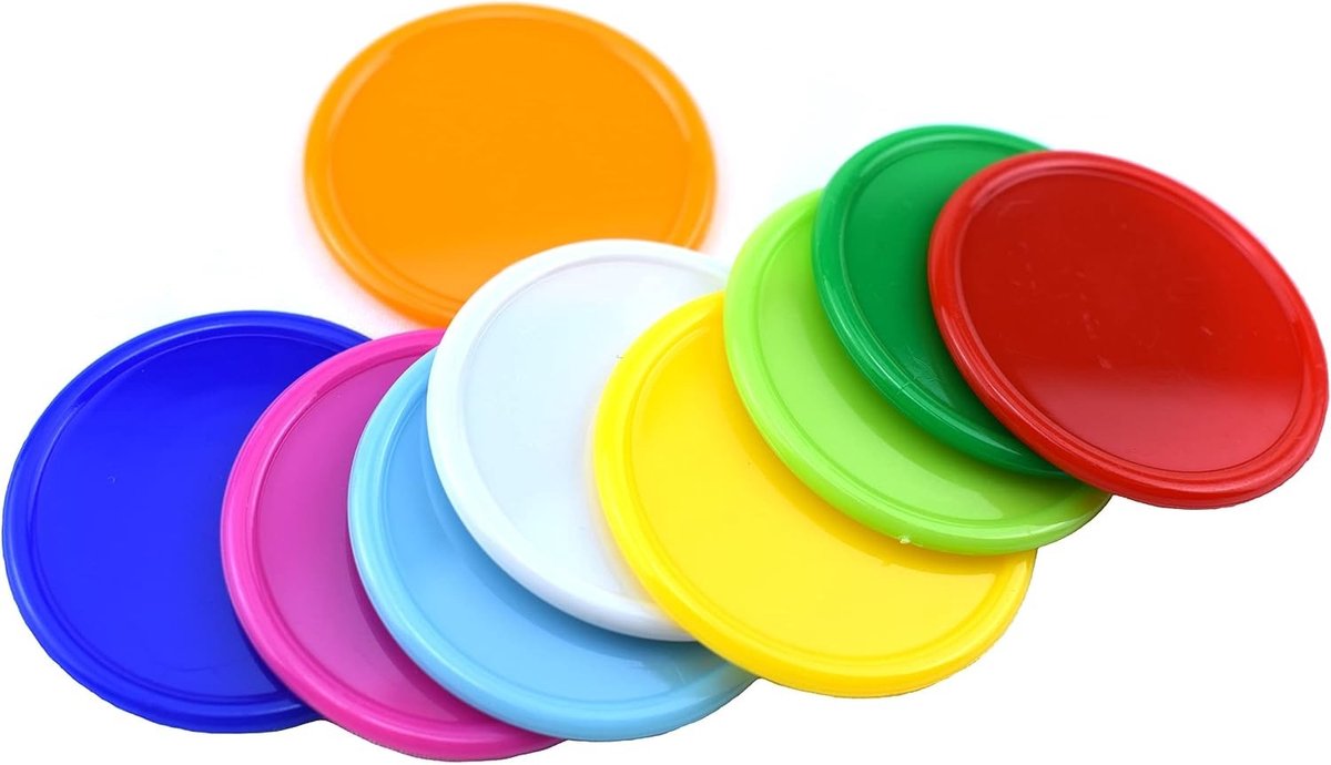 Grote Plastic Bingo Chips van 3.8 cm in 9 Kleuren, Perfect voor Feestjes en Scholen, Poker Tokens