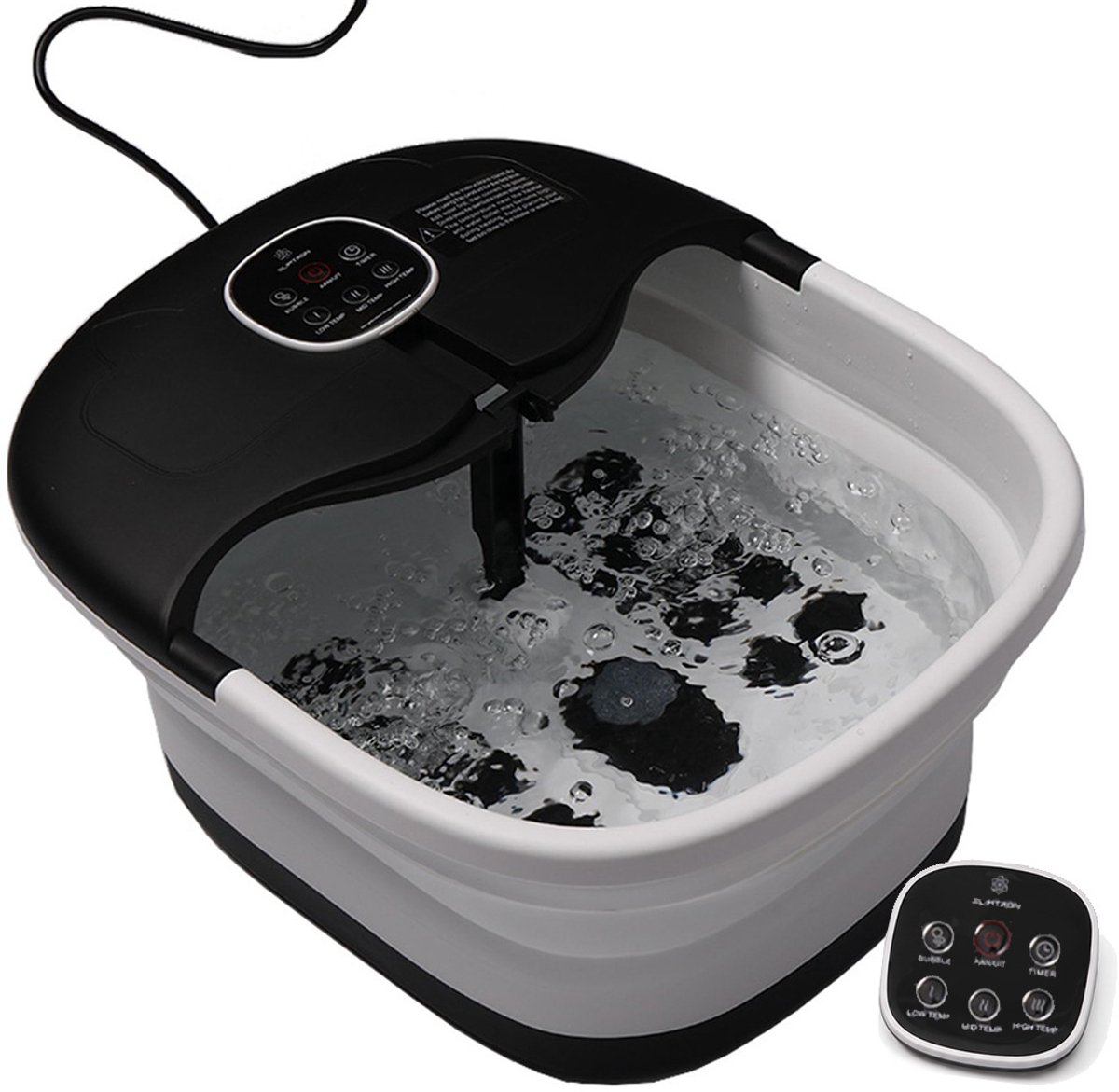 Slimtron FB02 Elektrisch Voetenbad - Met Verwarming, Bubbels, Massagerollers, Eeltverwijderaar en Afstandsbediening - Zwart