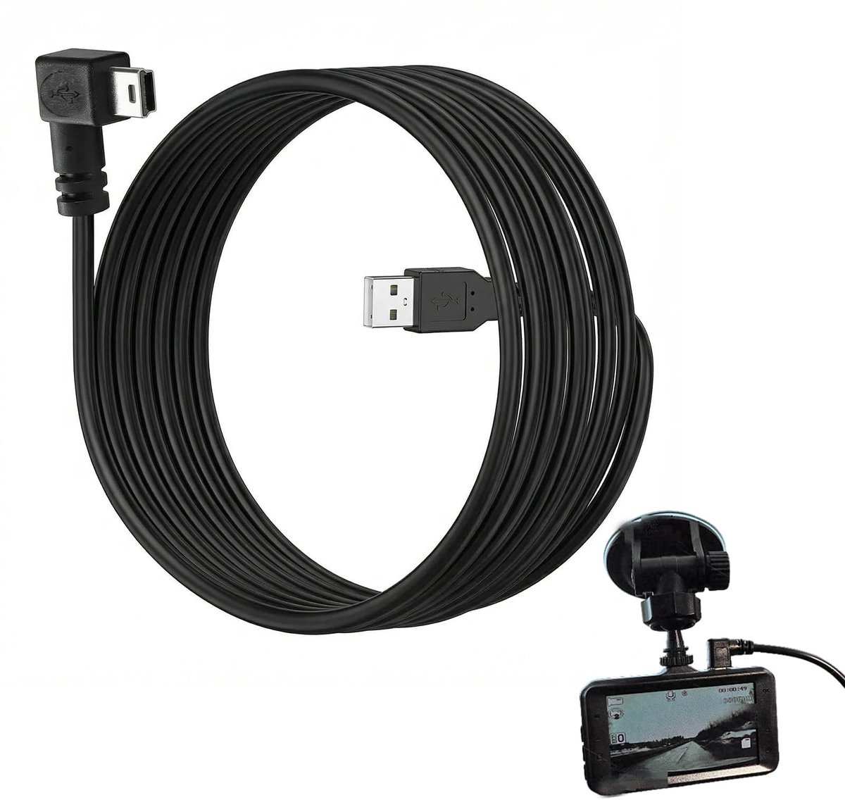 Omgoods - Mini-USB Oplader voor GPS-Navigatie met 2m Kabel