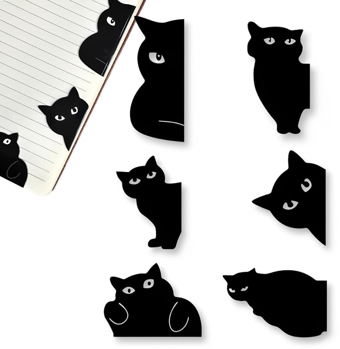 Omgoods - Magnetische Boekenleggers in Kattenstijl, Set van 6
