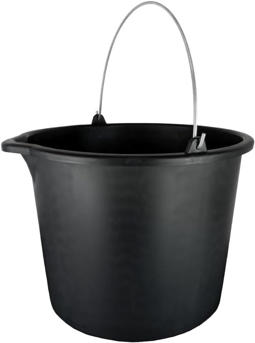 Bouwemmer 16 liter - Wateremmer Schenktuit - Bouw en Tuin - Robuuste PVC Constructie - 37 x 27.5 cm - Zwart