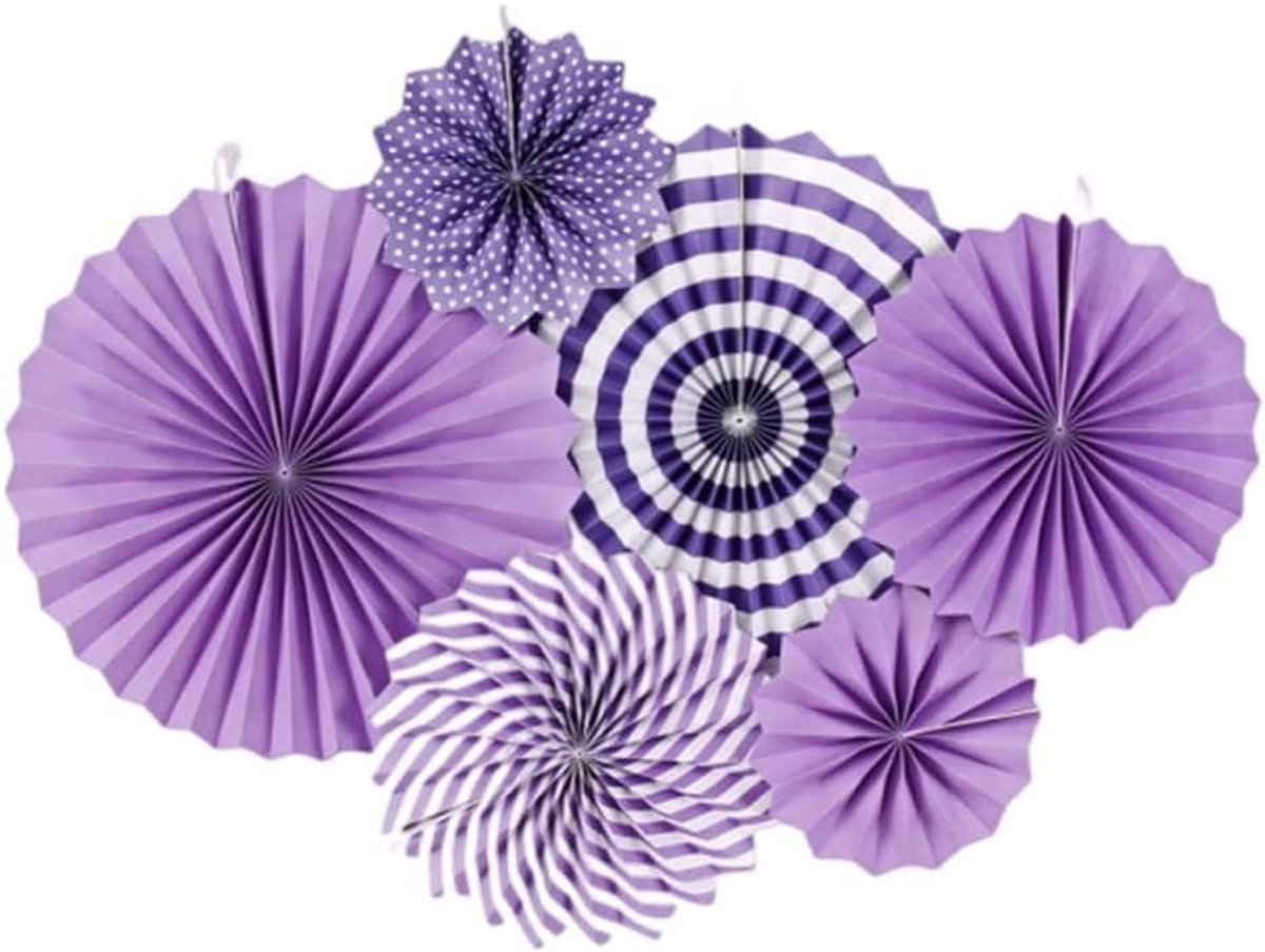 Omgoods - Set van 6 Papieren Decoratieve Ventilatoren