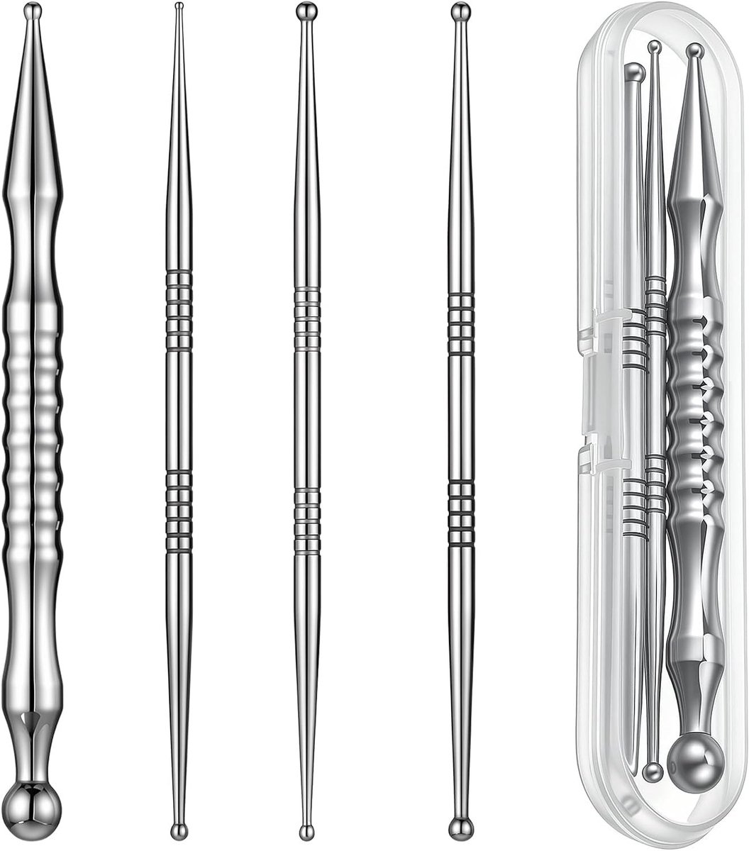 Set van 4 Acupunctuurpennen - Trigger Point Massagepennen van RVS voor Spierontspanning, Acupressuur en Pijnverlichting