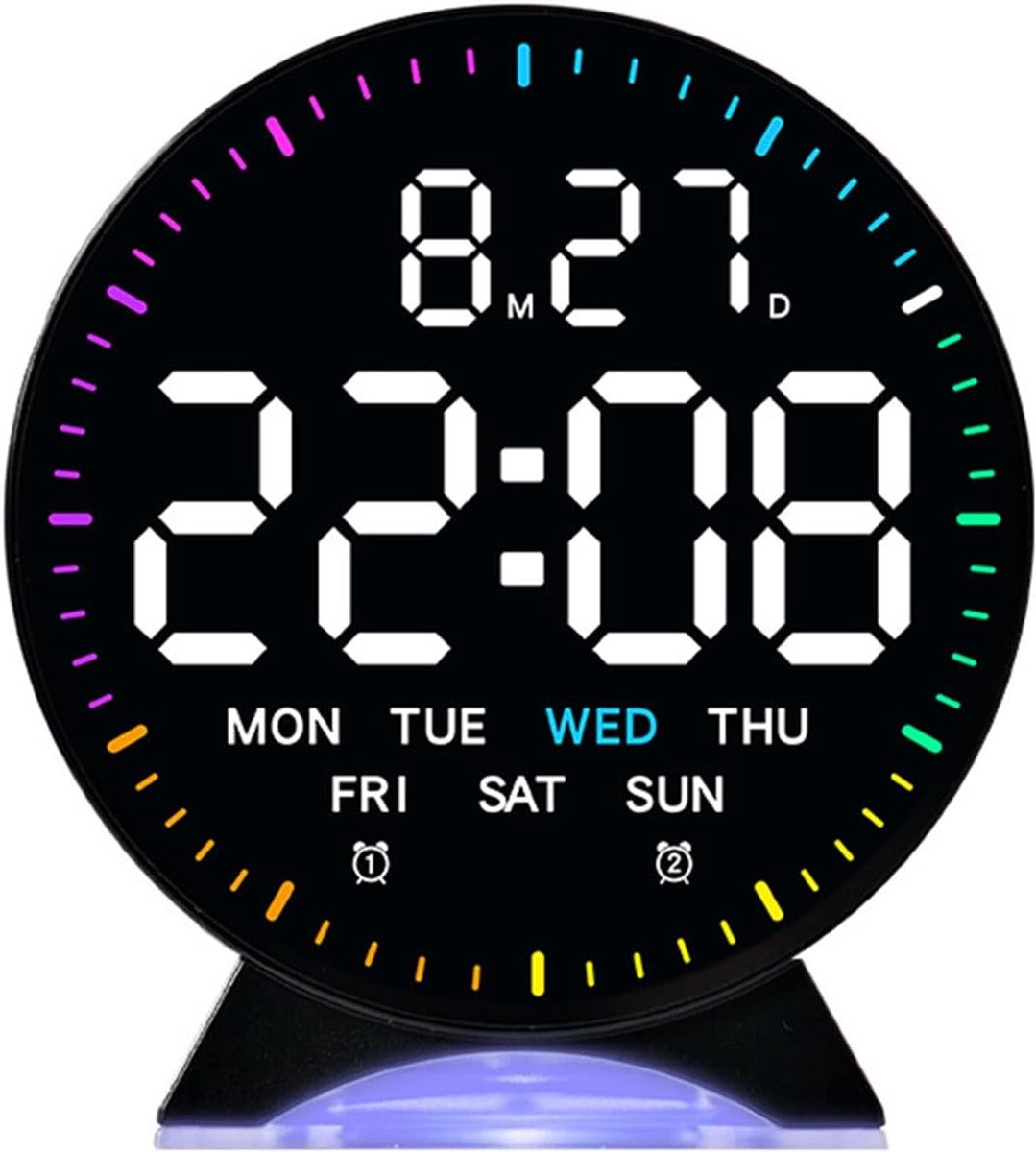 Bobypet - Digitale Wekker met Nachtlampje en 4.3 Inch LED Scherm - Dubbel Alarm en Snooze - RGB Sfeerlicht met 9 Lichtstanden - Netstroom & Batterij Gevoed - Slaapkamer Klok Cadeau - Zwart