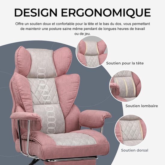 Ergonomische Gamingstoel met Verstelbare Rugleuning en Voetensteun - Perfect voor Werk en Spel — afbeelding 3