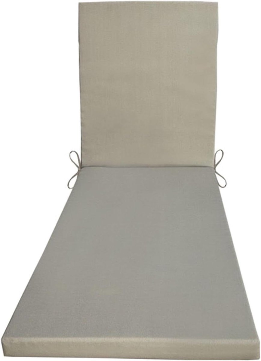 Chaise loungekussen - Ligkussen Buiten - Ontspannen in de tuin - Waterbestendige stof - 54x183x8cm - Grijs