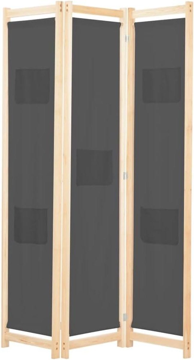 Kamerscherm 3-Panel - Ruimteverdeler Scherm - Ruimte Afscheiden - Vrijstaand Ontwerp - 120x170x4 cm - Grijs