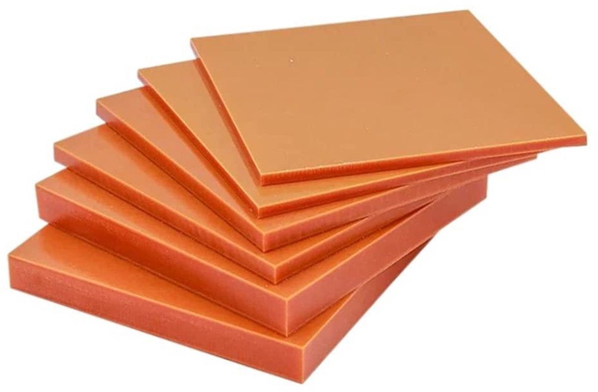 Bakeliet Plaat - Fenolische Hars Board - Elektrisch Isoleren - Niet-geleidend Slagvast - 100mm x 100mm - Oranje
