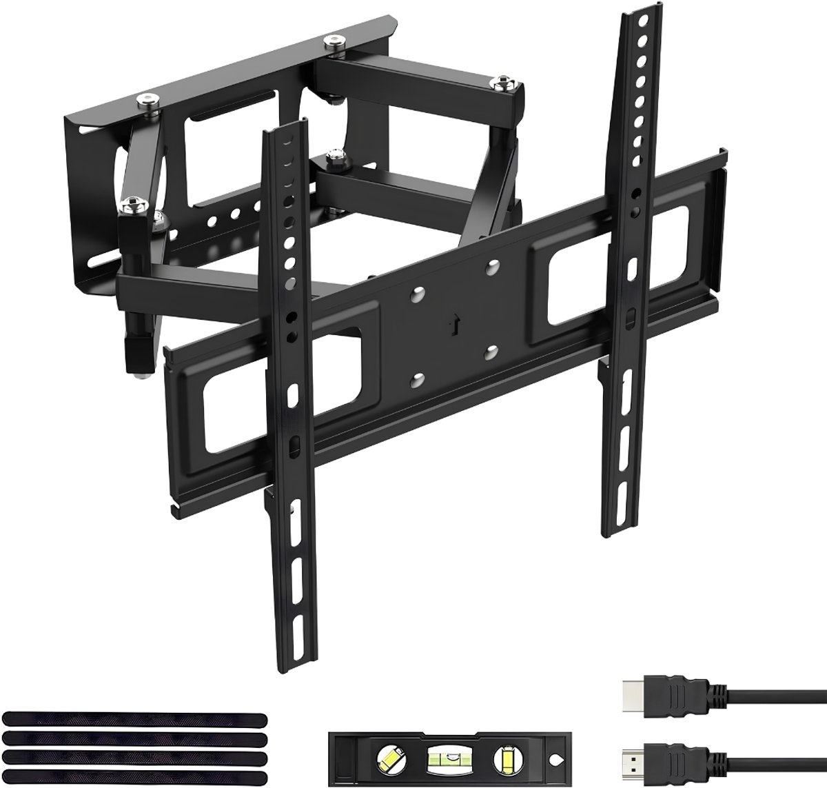 Lìon® Tv Beugel Draaibaar en Kantelbaar - TV-wandbeugel - beugel-Kantelbare en Draaibare Wandbevestiging voor Tv - Zwart - 40cm x 40cm x 37cm