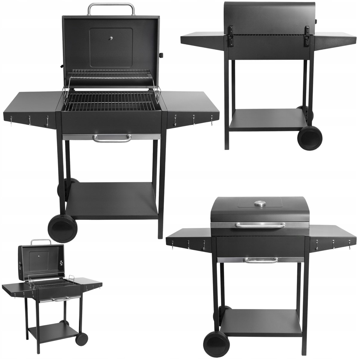 Grote Koolgrill met Deksel, Aslade & Thermometer - Ideaal voor Tuin