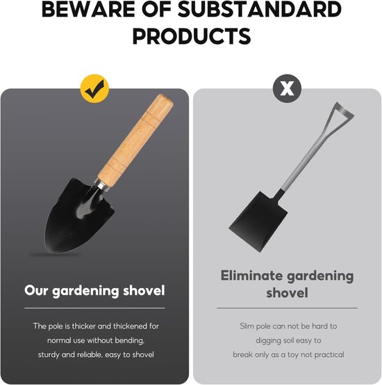 6-delige Mini Tuingereedschap Set voor Binnen en Buiten - Handgereedschap met Houten Handvat — afbeelding 4