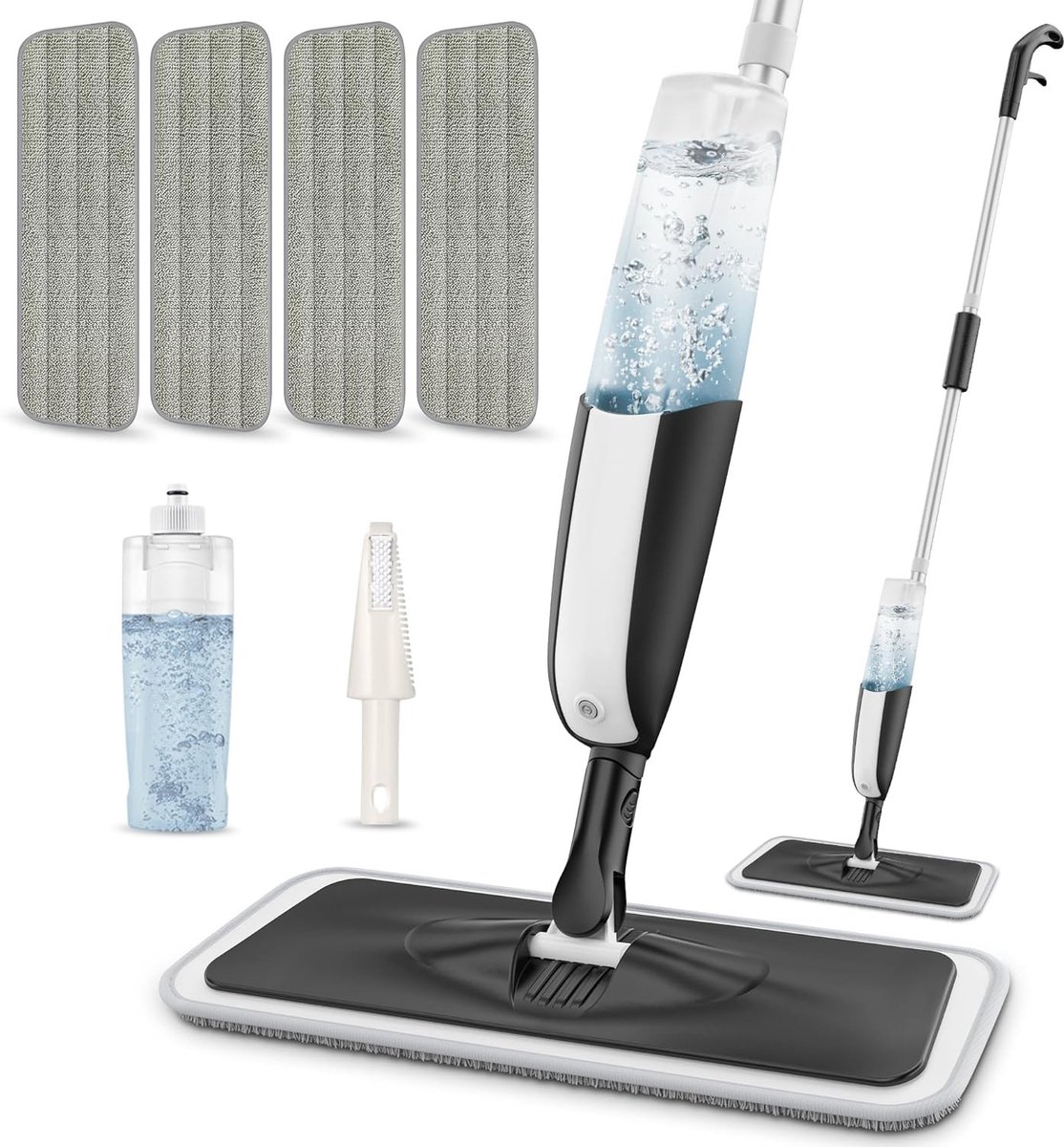 Elektrische dweil - Houtskleurig - 410 ml - Microvezel Spraymop met 4 Wasbare Pads - Voor Harde Vloeren