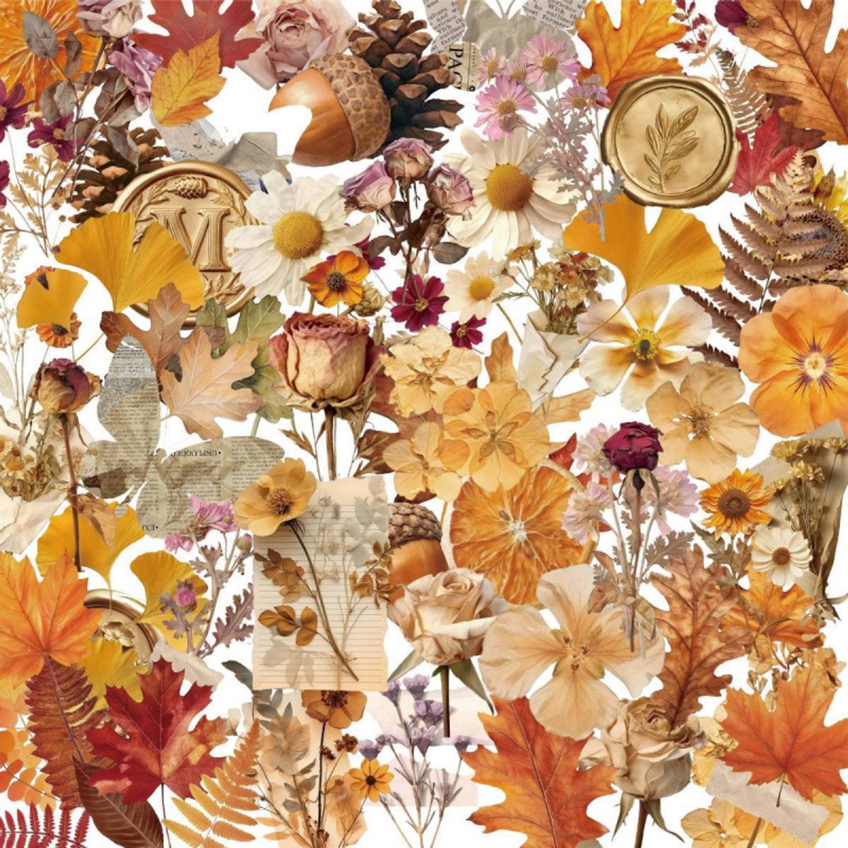 55 Vintage Gedroogde Bloemen Stickers - Waterdichte Vintage Botanische Stickers - Perfect voor Dagboeken en Scrapbooks - Versier Waterflessen, Laptops, Tijdschriften en Diverse Knutselprojecten