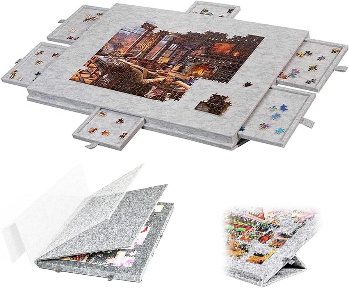 Kantelbare Puzzeltafel - Puzzelbord Met Laden - Ontspannen Puzzelen - Inclusief Sorteerladen - 765 x 536 cm - Lichtgrijs