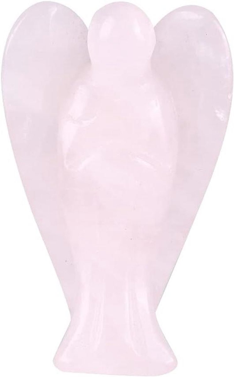 Rozenkwarts Engel - Kristallen Beeldje - Decoratie Huis - Natuurlijk Materiaal - 2.5 cm - Roze