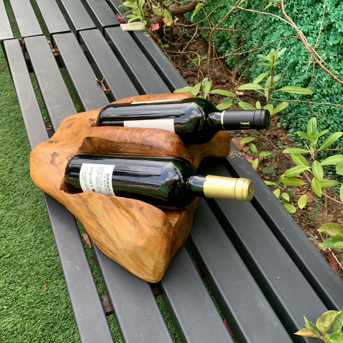 COVREO Wijnrek 30x33x18 cm hout, 2 flessen, tafelmodel voor wijnflessen