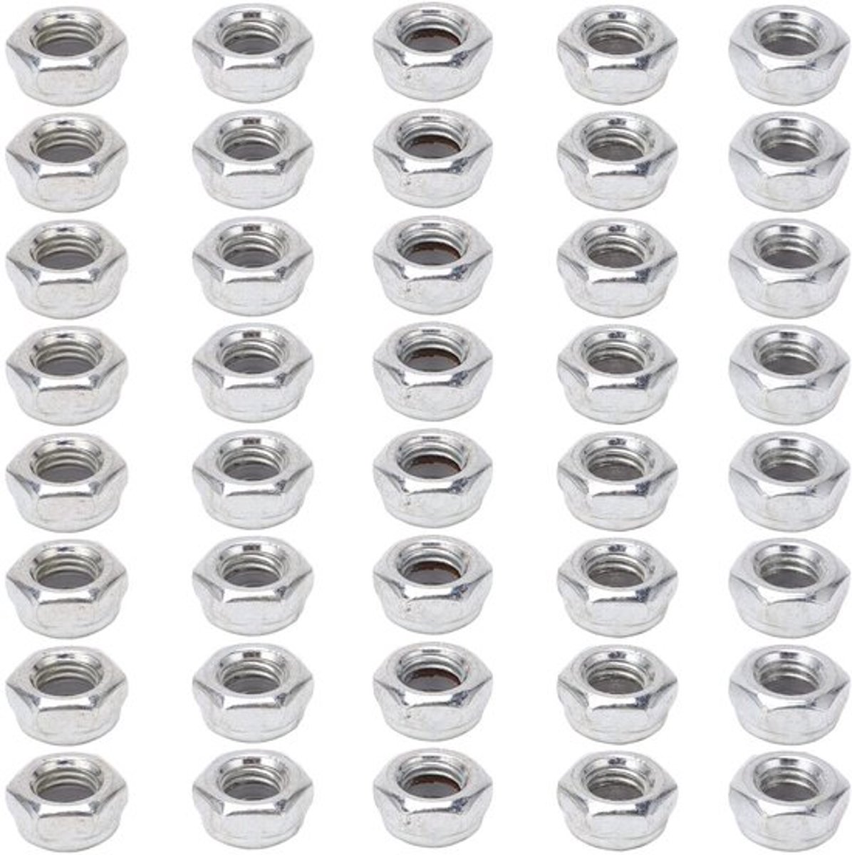 Asmoeren 40 Stuks - Skateboard Trucks - Koolstofstaal - M8 Schroefdraad - Vervangingsmoeren - Universeel Gebruik - Skateboardmoeren