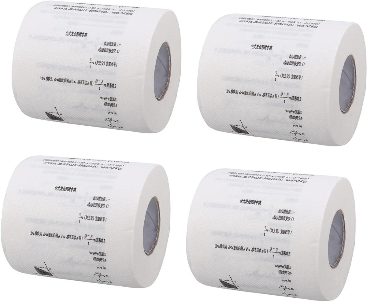 Toiletpapier Rollen - Papierrol Woonkamer - Decoratief Gebruik - Creatieve Formule Print - 4 Rollen - Wit