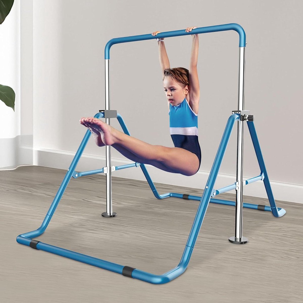 Gymnastiekstang Kind - Trainingsstang Junior - Thuis sporten - In hoogte verstelbaar - 100 kg draagvermogen - Zwart
