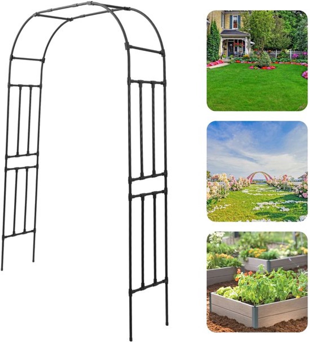 240x210/150/180x40cm, Tuinafscheiding, Tuinpoort, Metalen rozenboog, Steun voor klimplanten, Bloementrellis v