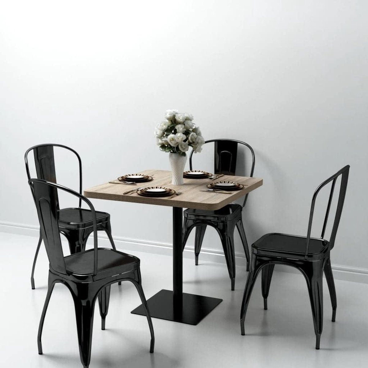 Eettafel Vierkant - Keukentafel Bistrotafel - Samen Eten - Eikenlook MDFblad - 80 x 80 x 75 cm - Eikenlook