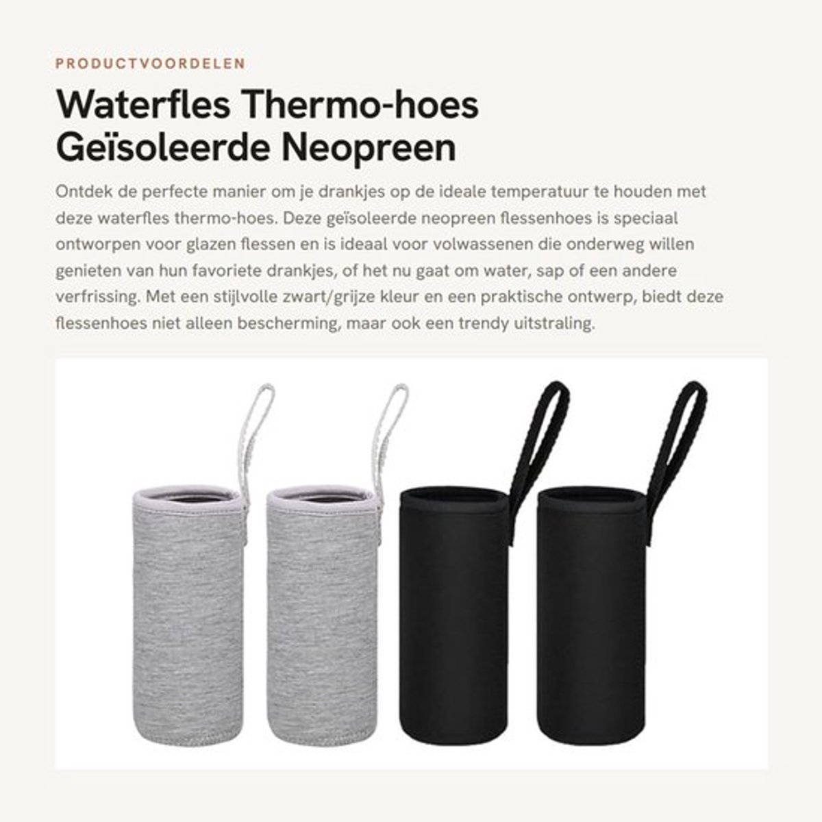 Flessenhoes Geïsoleerde Neopreen - Thermoshoes - Glazen Flessen Zak - Waterfles Hoes - 4 Stuks - Afmetingen 6,8 x 18 cm - Thermoshirt