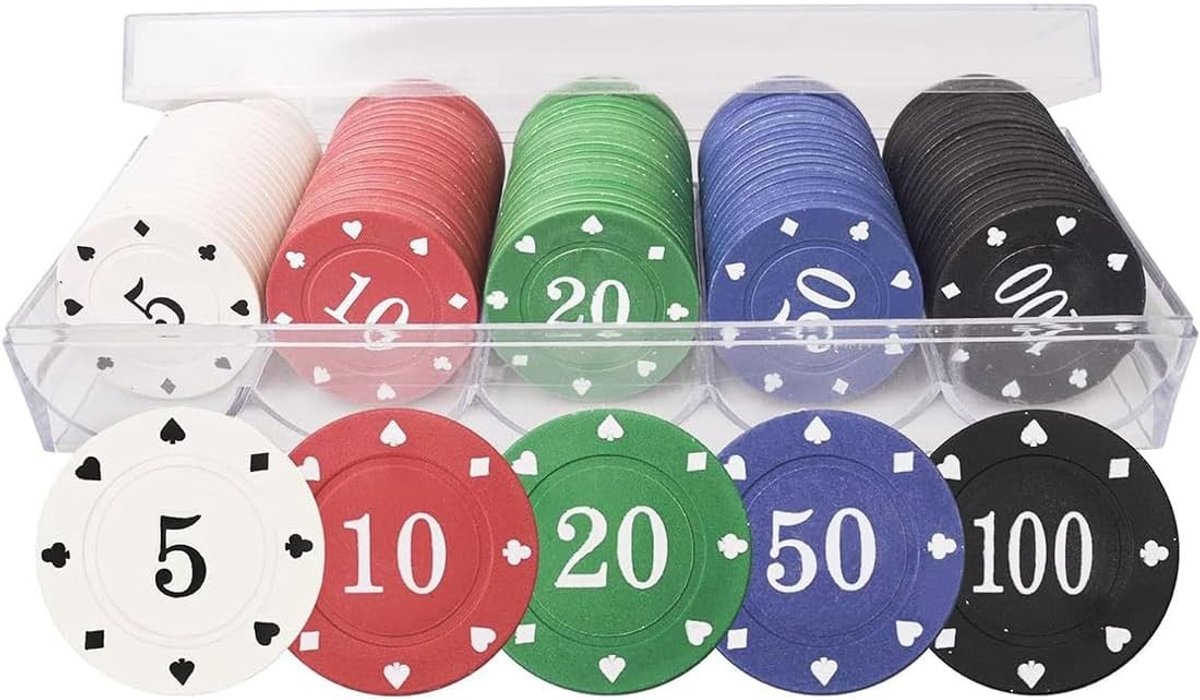 Pokerset - Multicolor - 4 cm diameter - ABS Pokerchips met Opbergdoos - Voor Gezelschapsspellen en Familie