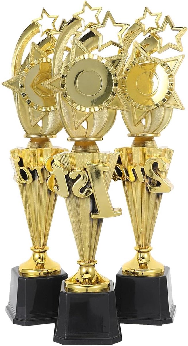Stervormige Trofeeën - Sportprijzen Bekers - Wedstrijden Belonen - Genummerd voor Duidelijkheid - 37 cm - Goud