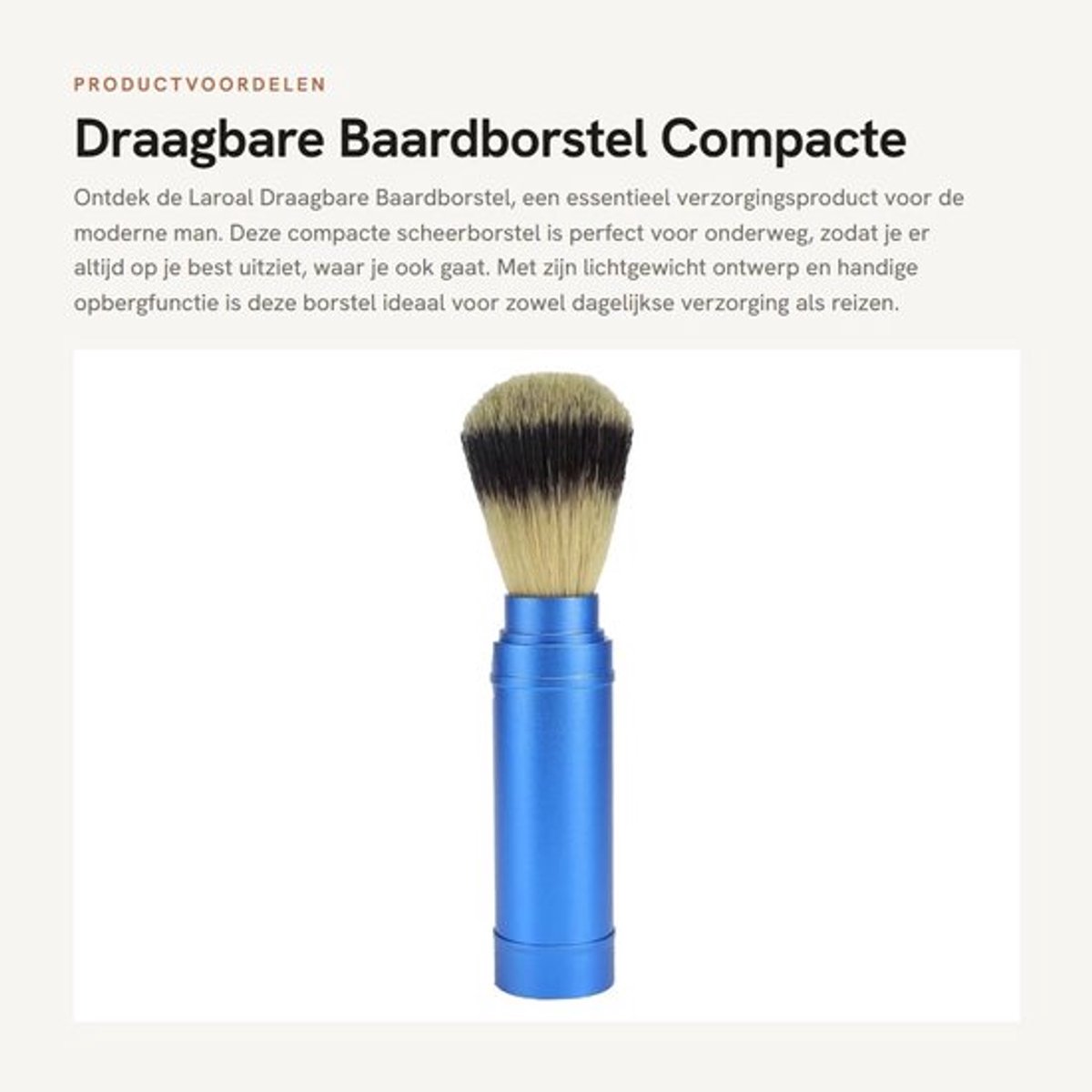 Baardborstel Compact - Scheerkwast - Aluminium - Reiskoffer - Lichtgewicht - 155 x 31 mm
