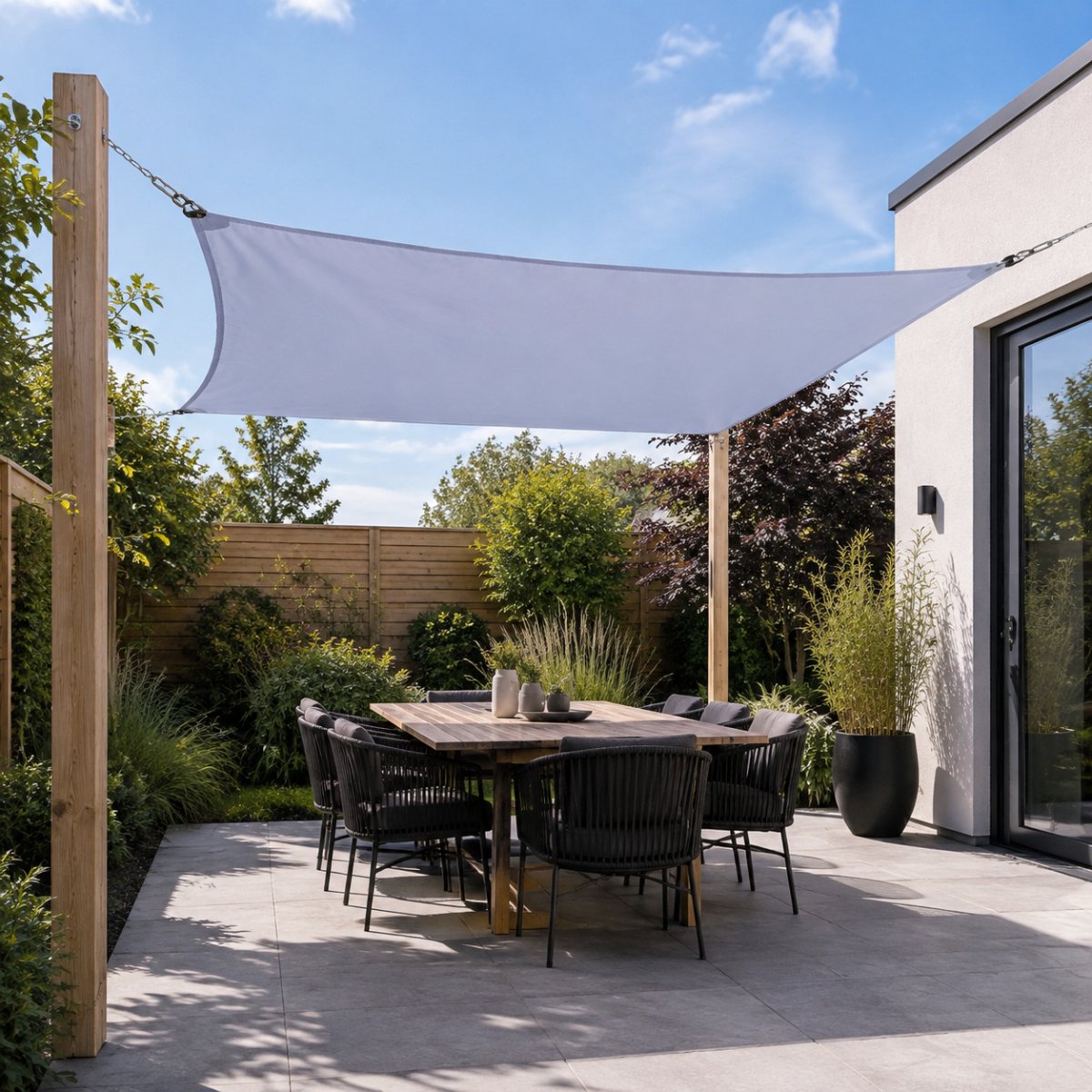 TuinChamp Schaduwdoek polyester grey 3x3m - Waterdicht - Vierkant - Zonnescherm balkon - Zonnescherm doek - Tuin zonnescherm